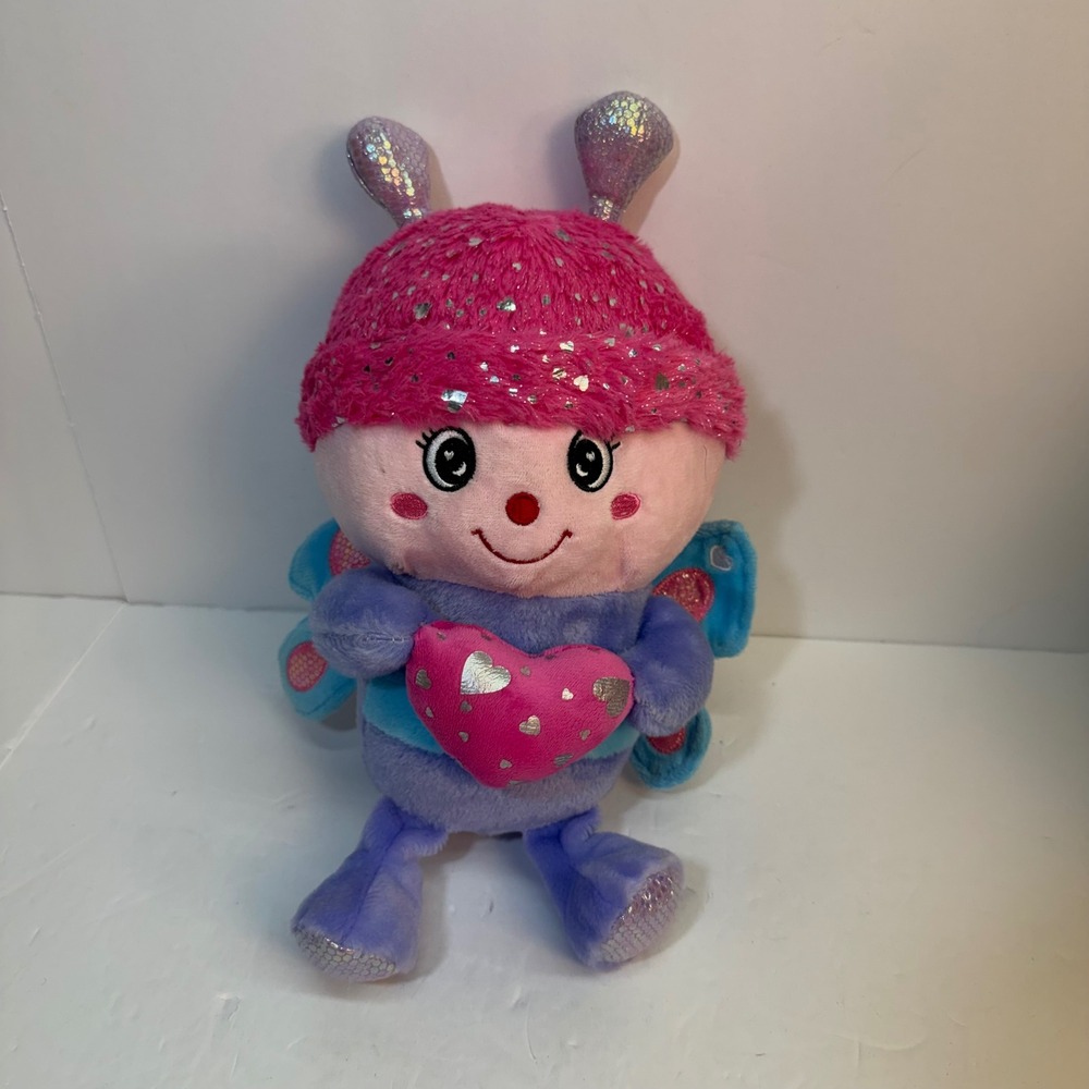 Hug & Luv Butterfly Plush Purple Pink Heart Valentine Stuffed Animal 12 Inch